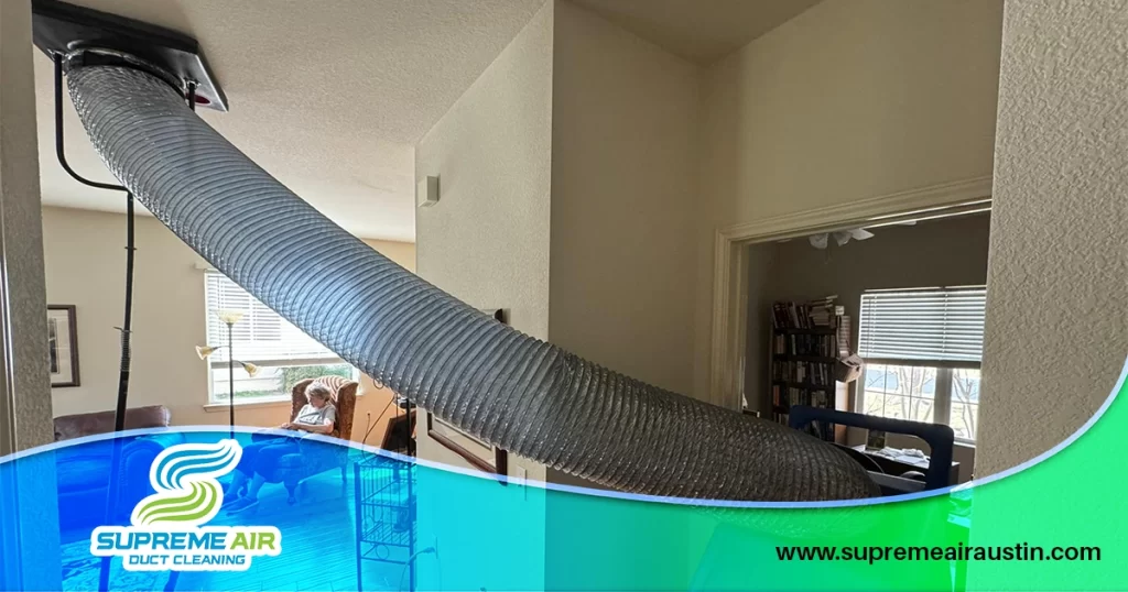 An image that shows the air duct cleaning process inside your home.