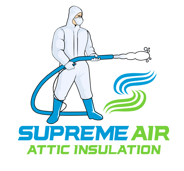 Attic insulation services from Supreme Air Attic Insulation. An image that shows their company logo. 