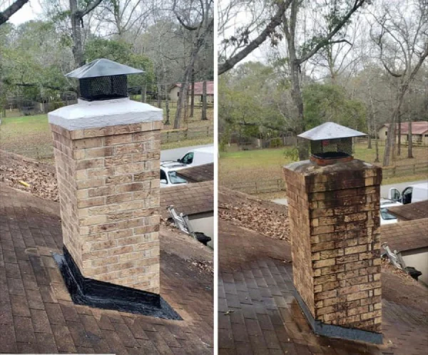 Chimney cleaning before and after