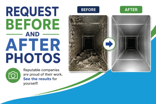 Before and after of air duct cleaning