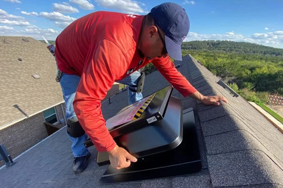 Solar attic fan installation in austin texas