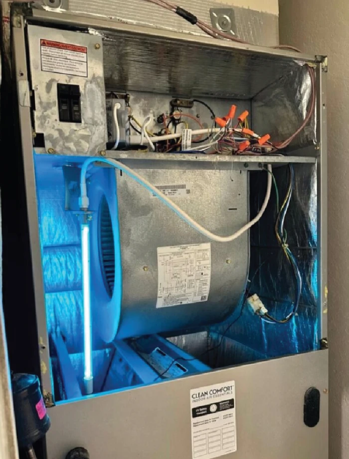 UVC light inside HVAC system